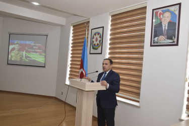 Quba Rayon Tarix-Diyarşünaslıq Muzeyinin akt zalında 44 günlük Vətən Müharibəsi şəhidi Hacıyev Aydəmir Sənan oğlunun xatirəsinə həsr olunmuş tədbir keçirilmişdir.