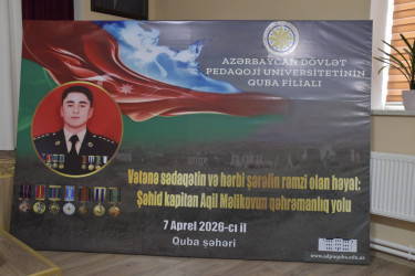 Vətən müharibəsi şəhidi, kapitan Məlikov Aqil Niyaz oğlunun xatirəsinə həsr olunmuş “Vətənə sədaqətin və hərbi şərəfin rəmzi olan həyat: Şəhid kapitan Aqil Məlikovun qəhrəmanlıq yolu” adlı anım tədbiri keçirilmişdir.