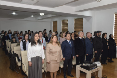 Quba Rayon Tarix-Diyarşünaslıq Muzeyinin akt zalında 44 günlük Vətən Müharibəsi şəhidi Hacıyev Aydəmir Sənan oğlunun xatirəsinə həsr olunmuş tədbir keçirilmişdir.