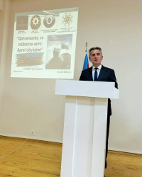 Qubada “Qəhrəmanlıq və mübarizə əzmi: Aprel döyüşləri” mövzusunda maarifləndirmə tədbiri keçirilib.