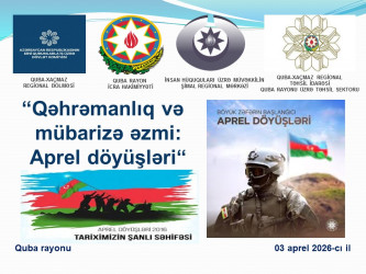Qubada “Qəhrəmanlıq və mübarizə əzmi: Aprel döyüşləri” mövzusunda maarifləndirmə tədbiri keçirilib.